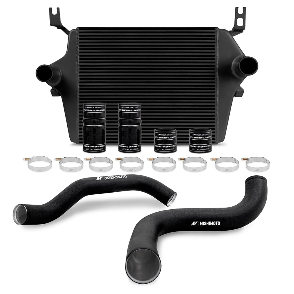 Mishimoto Ford 7.3L Powerstroke Intercooler Kit, 1999-2003 Black Cooler, Black Pipes