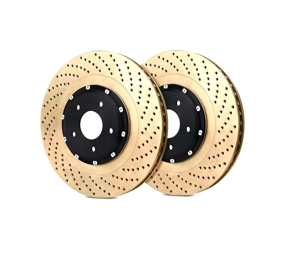 Stoptech 2 Piece Aero Brake Rotor and Hat Pair, Front Drilled Zinc Coated - Audi / B7 / RS4 (365mm)