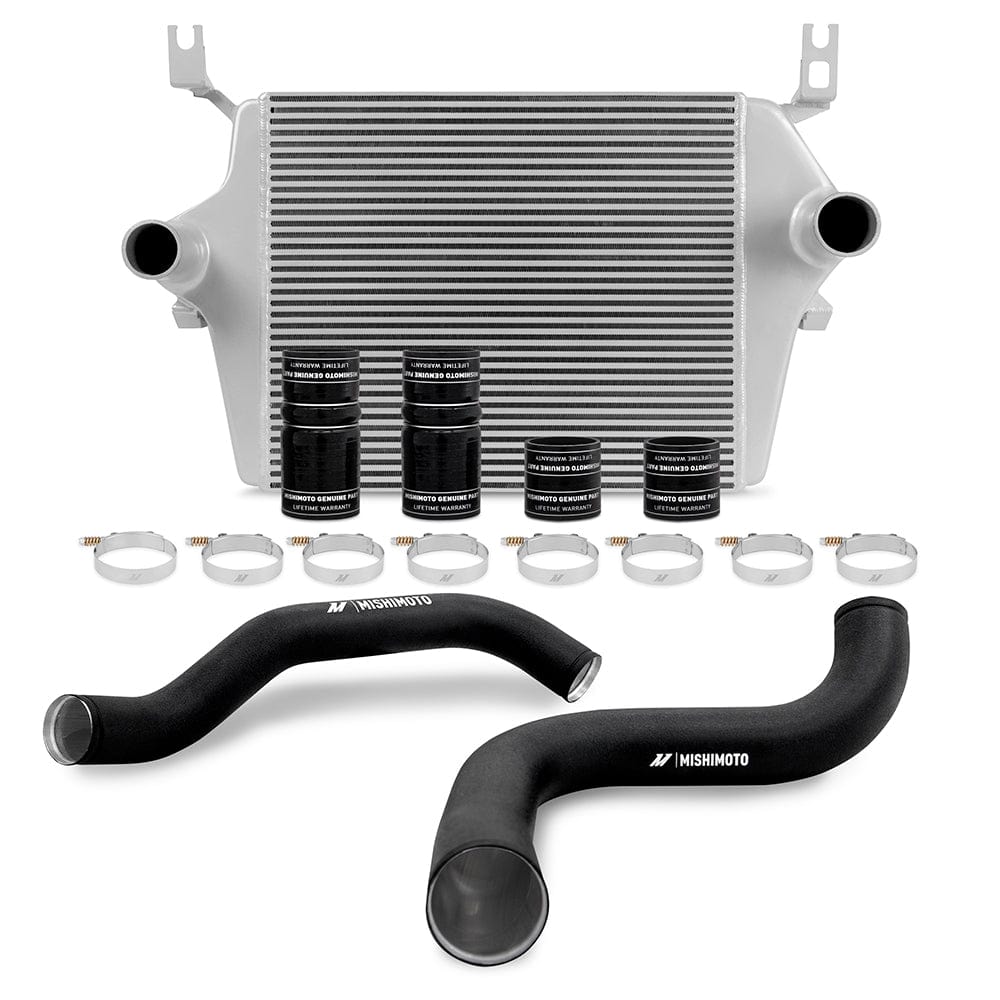 Mishimoto Ford 7.3L Powerstroke Intercooler Kit, 1999-2003 Silver Cooler, Black Pipes