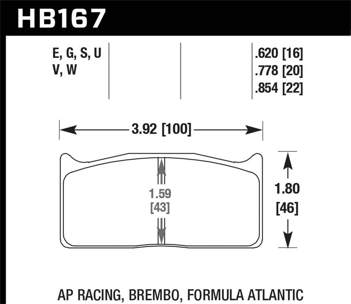 Hawk AP Racing/Alcon Universal DTC-70 Race Brake Pads