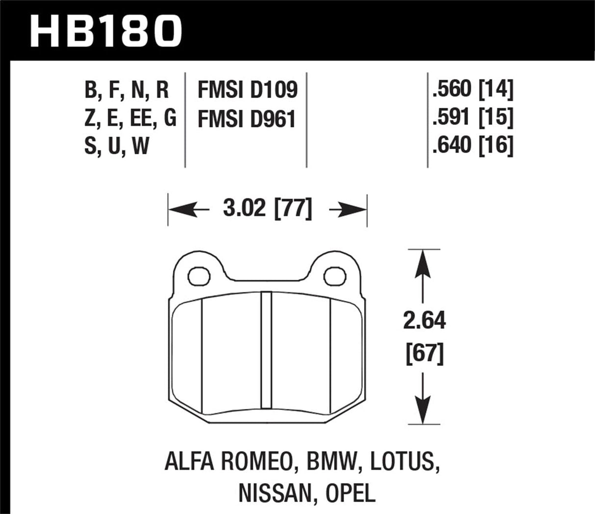 Hawk70-73 Triumph Stag Blue 9012 Race Front Brake Pads