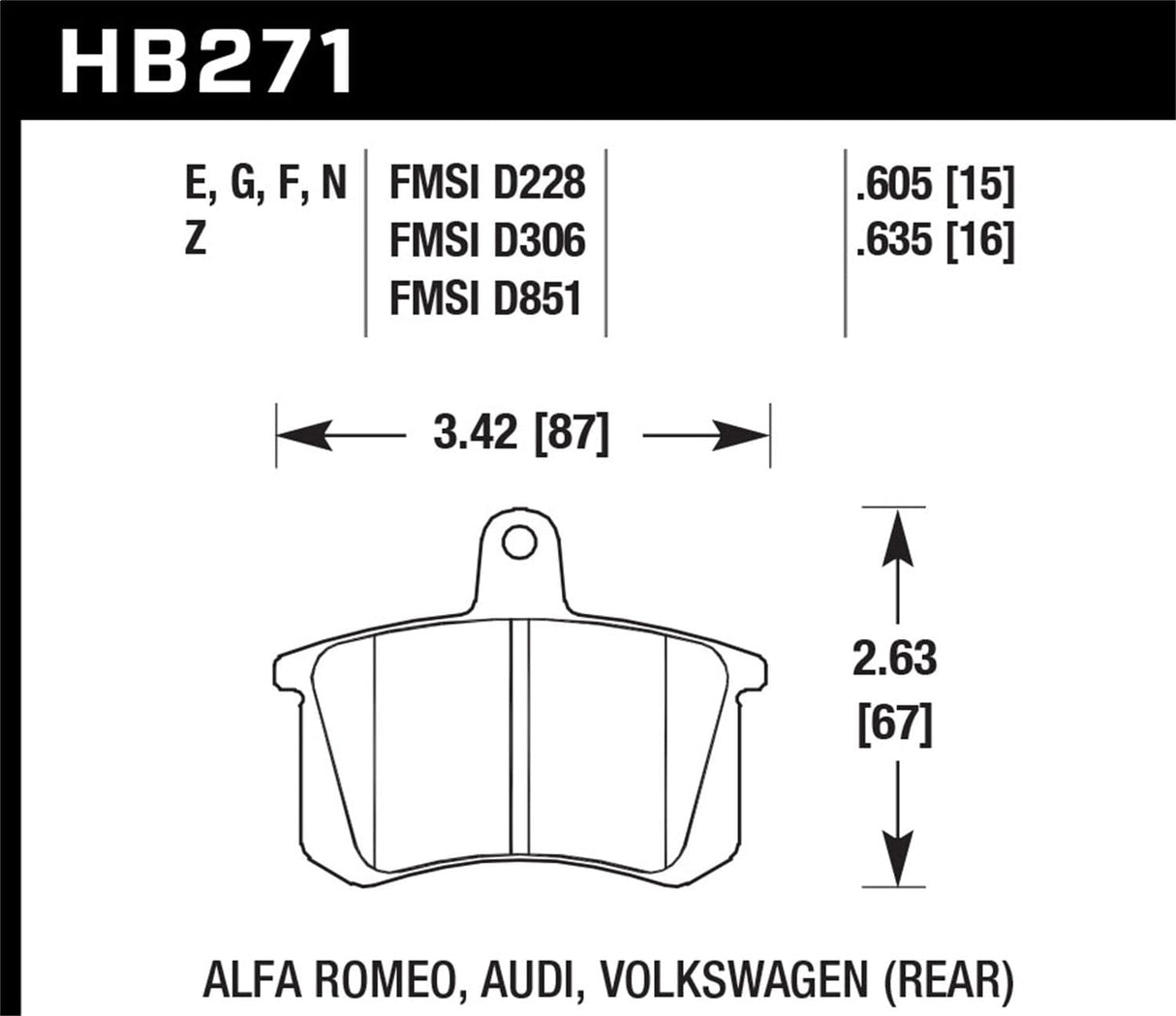 Hawk 97-12 Corvette/01-04 Z06/05-09 Z51 Blue 9012 Race Rear Brake Pads