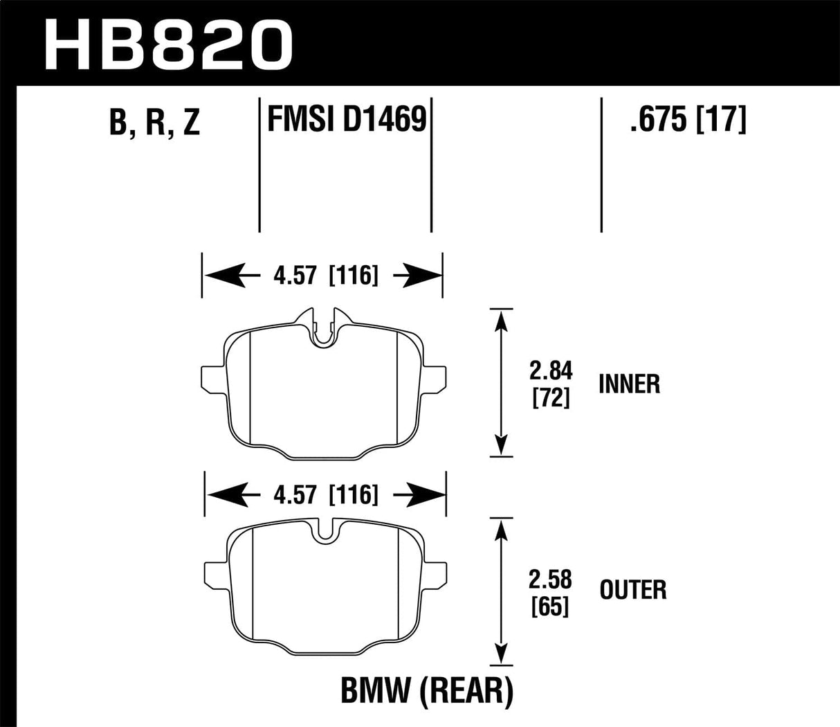 Hawk 12-17 BMW M6 / 14-17 BMW M6 Gran Coupe / 13-16 BMW M5 & More HPS 5.0 Rear Brake Pads