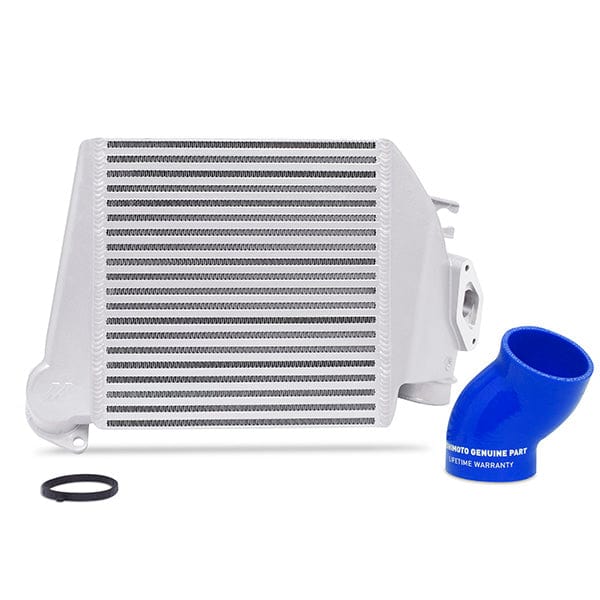 Mishimoto Subaru WRX 2008-2014 Top-Mount Intercooler Silver Cooler, Blue Hoses