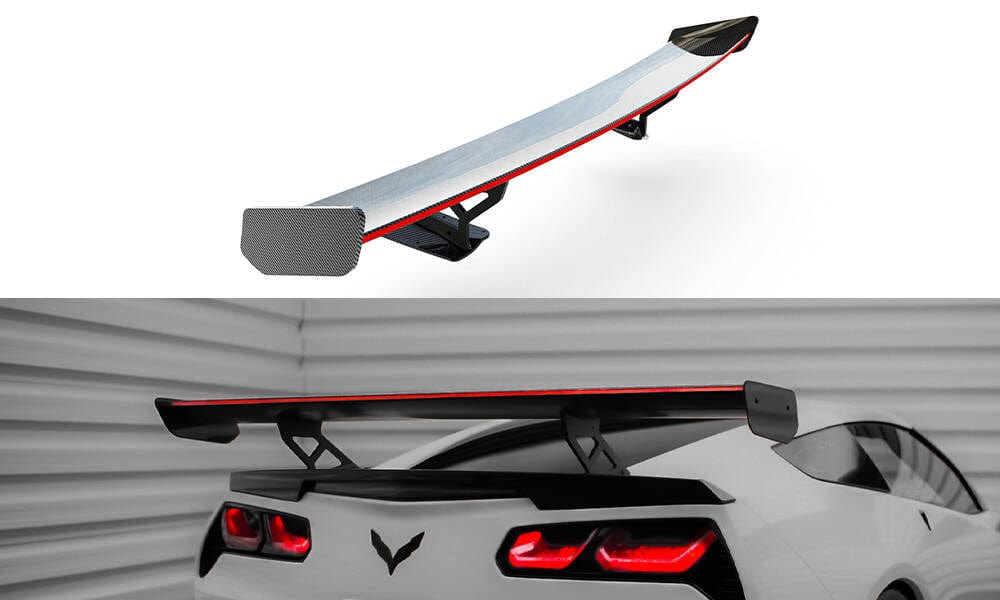 Maxton Design Carbon Spoiler With Internal Brackets Uprights + LED Chevrolet Corvette Stingray / Grand Sport C7