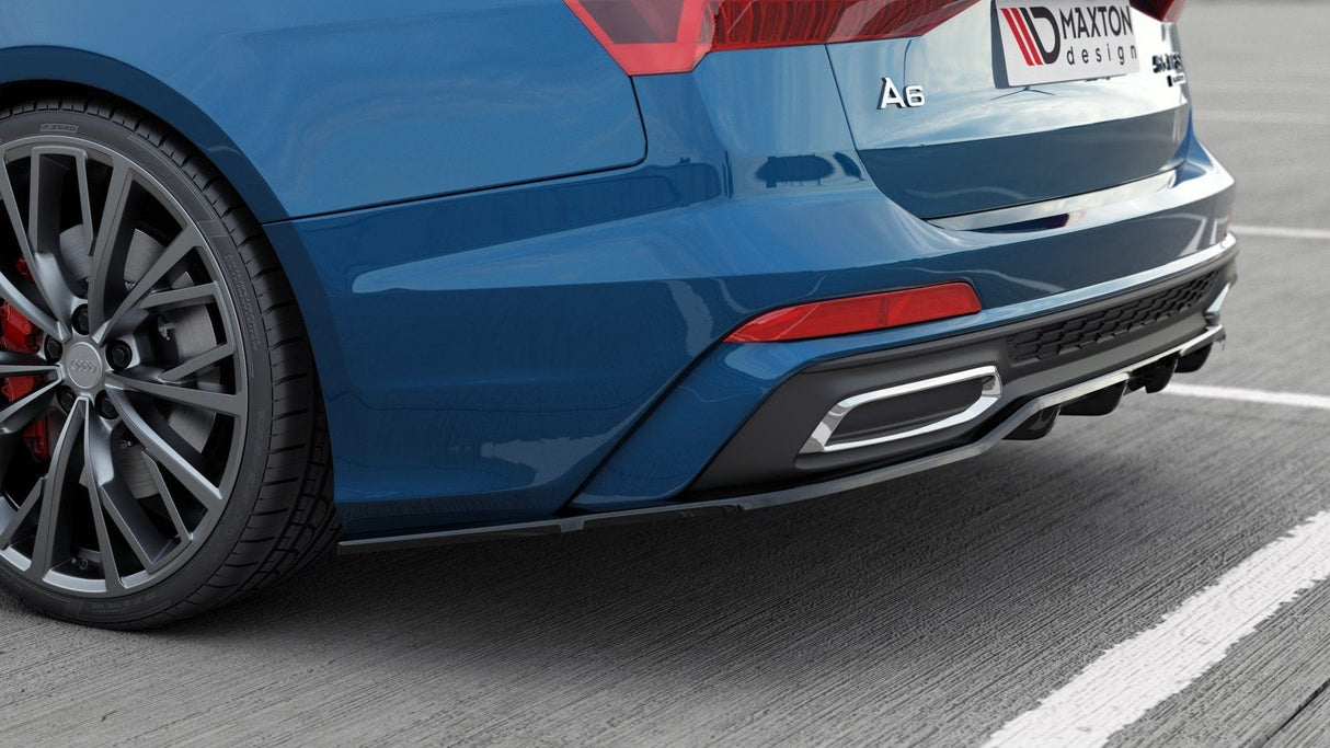 Maxton Design Central Rear Splitter (With Vertical Bars) Audi A6 S-Line Avant/Sedan C8