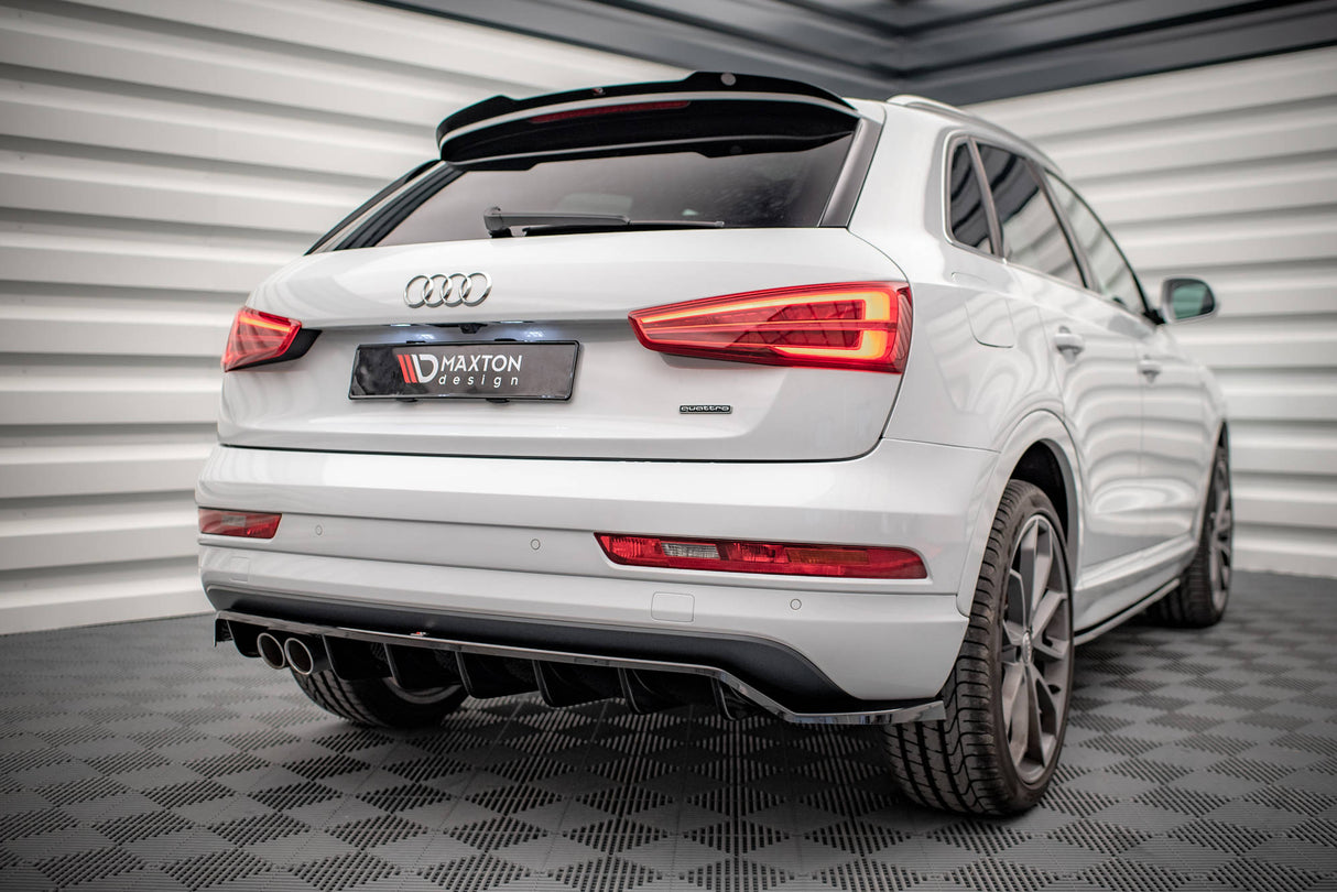 Maxton Design Central Rear Splitter (With Vertical Bars) Audi Q3 S-Line 8U Facelift