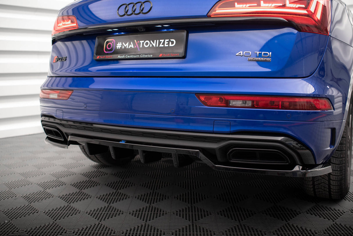 Maxton Design Central Rear Splitter (With Vertical Bars) Audi Q5 S-Line SUV Mk2 Facelift