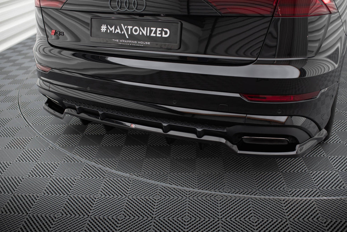 Maxton Design Central Rear Splitter (With Vertical Bars) Audi SQ8 / Q8 S-Line Mk1 Facelift