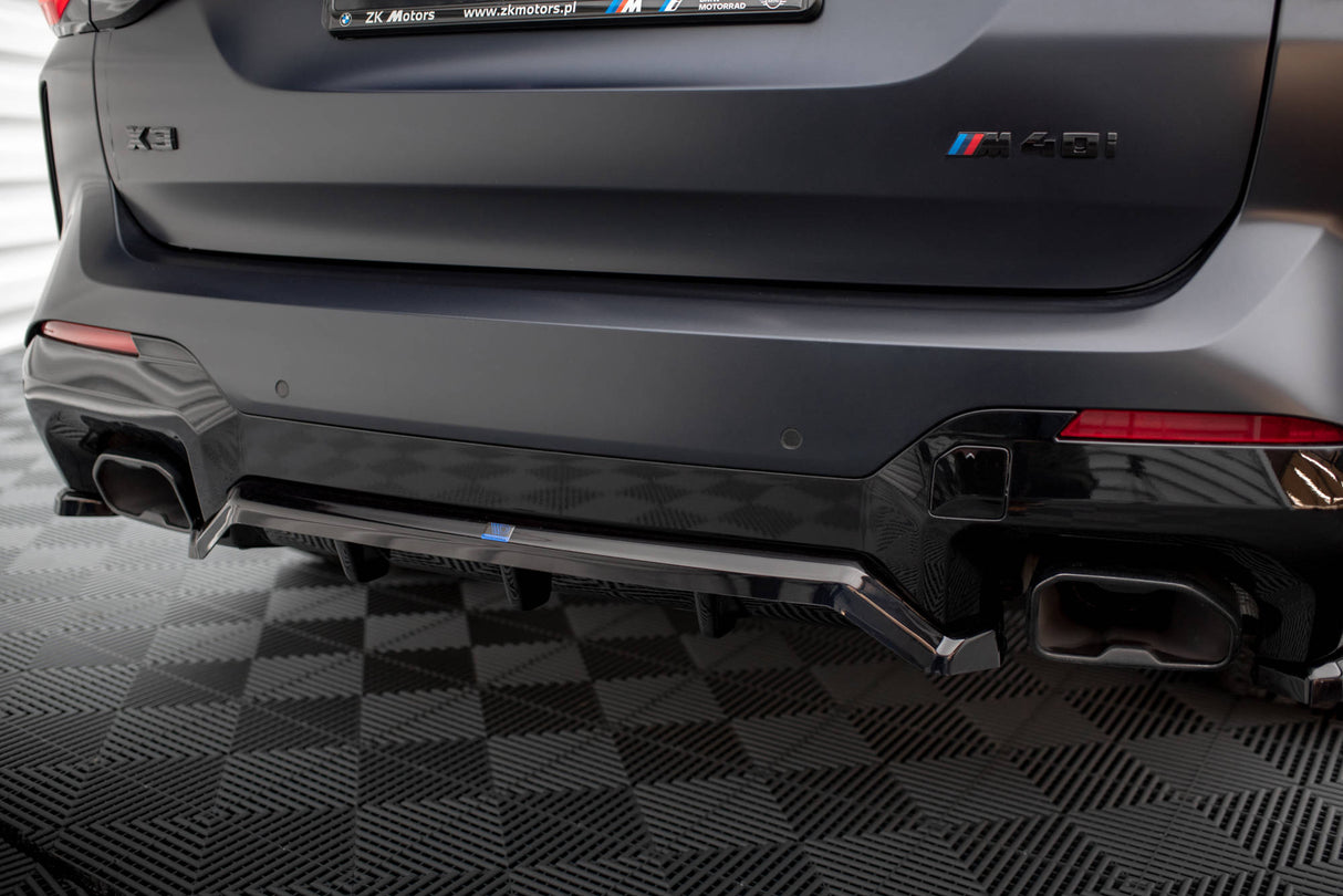 Maxton Design Central Rear Splitter (With Vertical Bars) BMW X3 M-Pack G01 Facelift