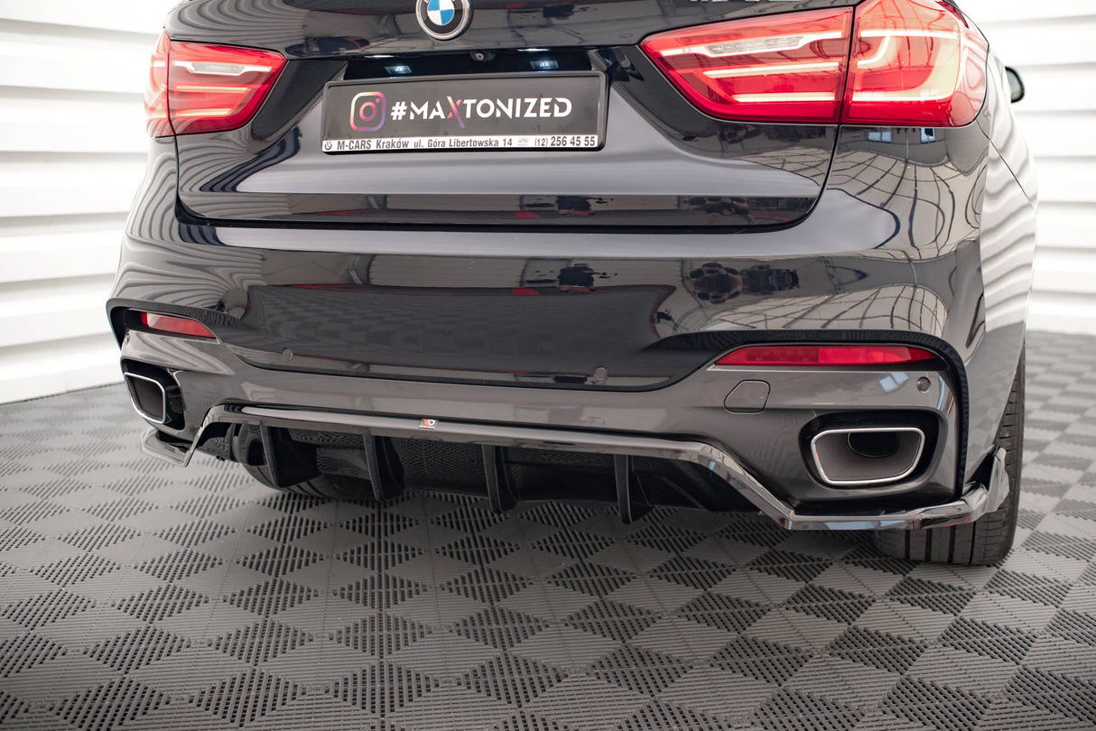 Maxton Design Central Rear Splitter (w/ Vertical Bars) - BMW X6 M-PACK F16