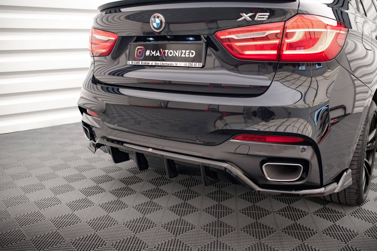 Maxton Design Central Rear Splitter (w/ Vertical Bars) - BMW X6 M-PACK F16