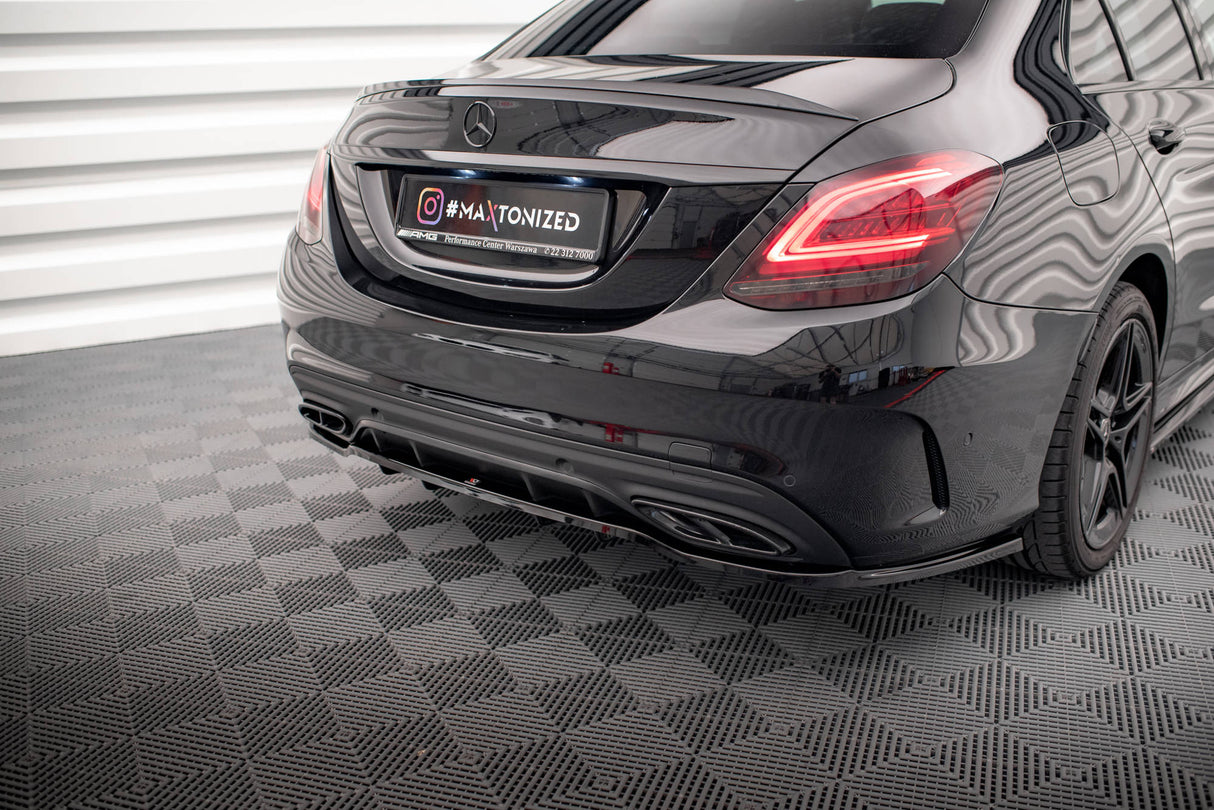 Maxton Design Central Rear Splitter (With Vertical Bars) Mercedes-Benz C AMG-Line W205 Facelift