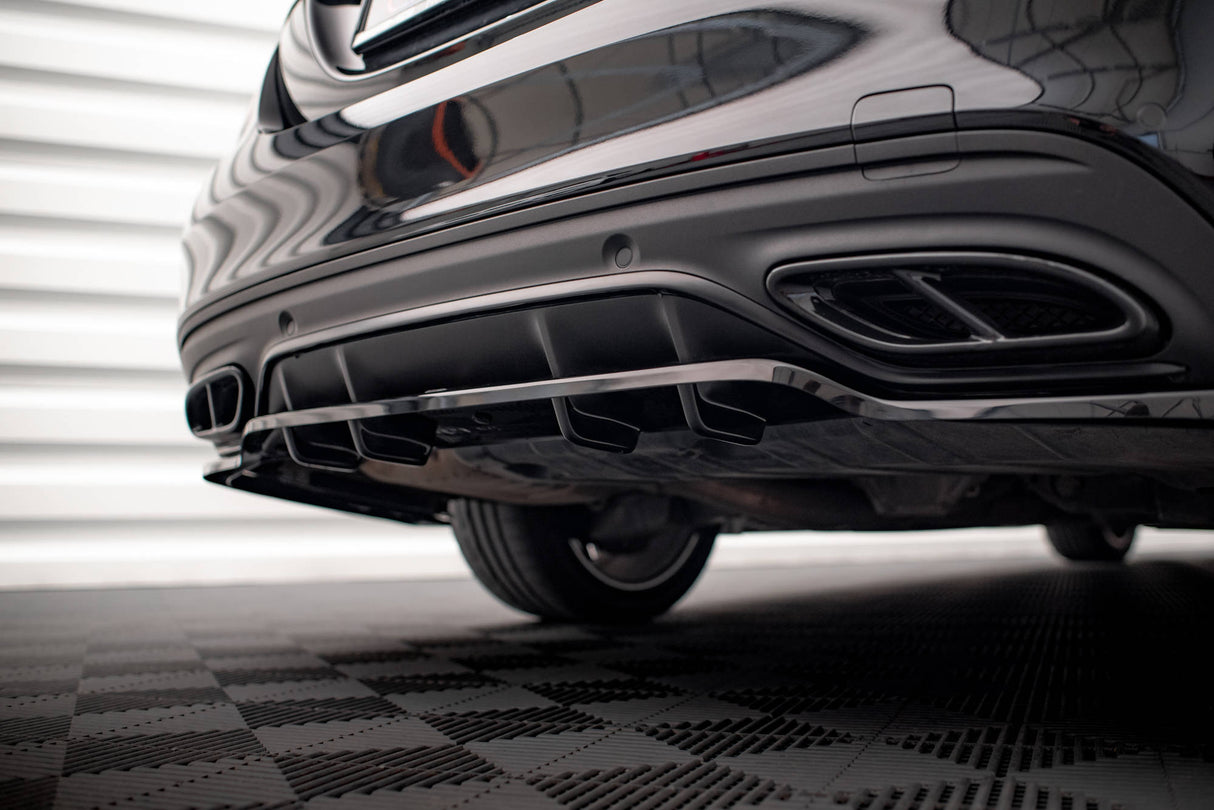 Maxton Design Central Rear Splitter (With Vertical Bars) Mercedes-Benz C AMG-Line W205 Facelift