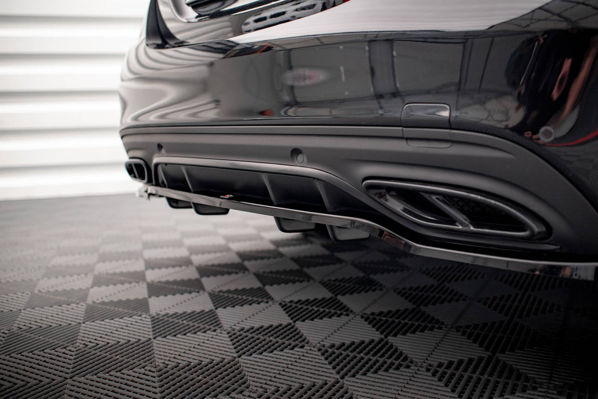 Maxton Design Central Rear Splitter (With Vertical Bars) Mercedes-Benz C AMG-Line W205 Facelift