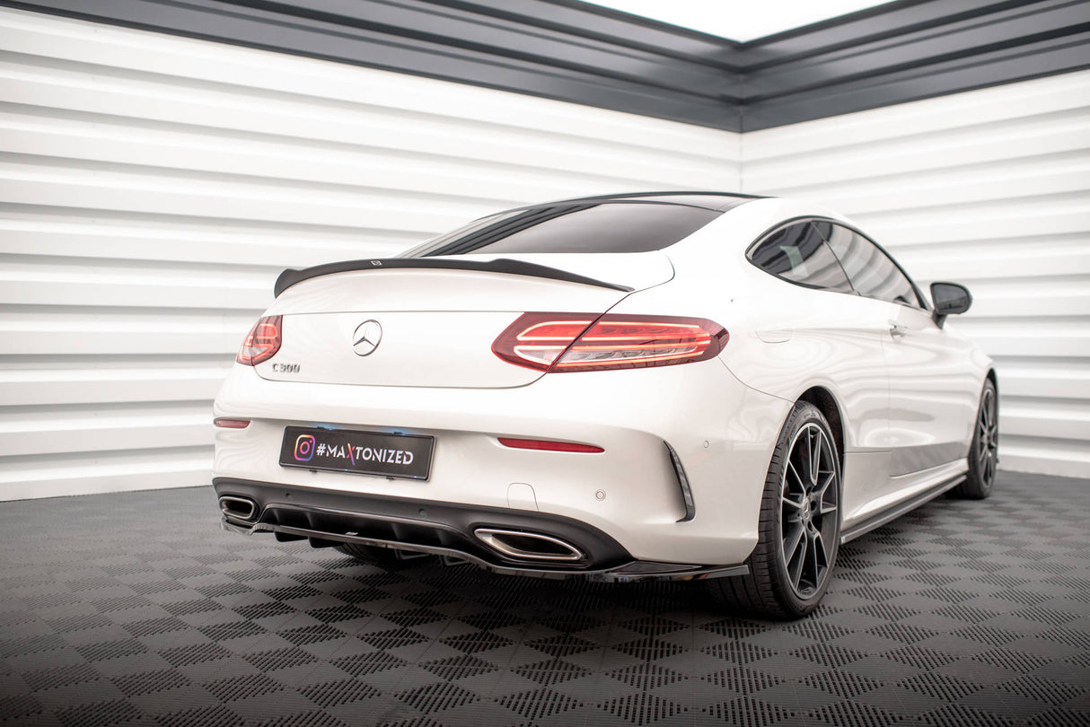 Maxton Design Central Rear Splitter (With Vertical Bars) Mercedes-Benz C Coupe AMG-Line C205 Facelift
