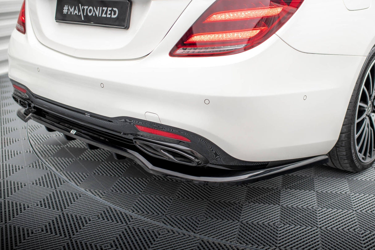 Maxton Design Central Rear Splitter (With Vertical Bars) Mercedes-Benz S AMG-Line W222 Facelift