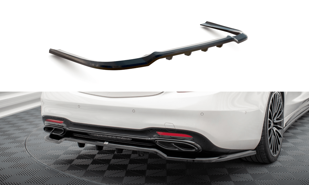 Maxton Design Central Rear Splitter (With Vertical Bars) Mercedes-Benz S AMG-Line W222 Facelift
