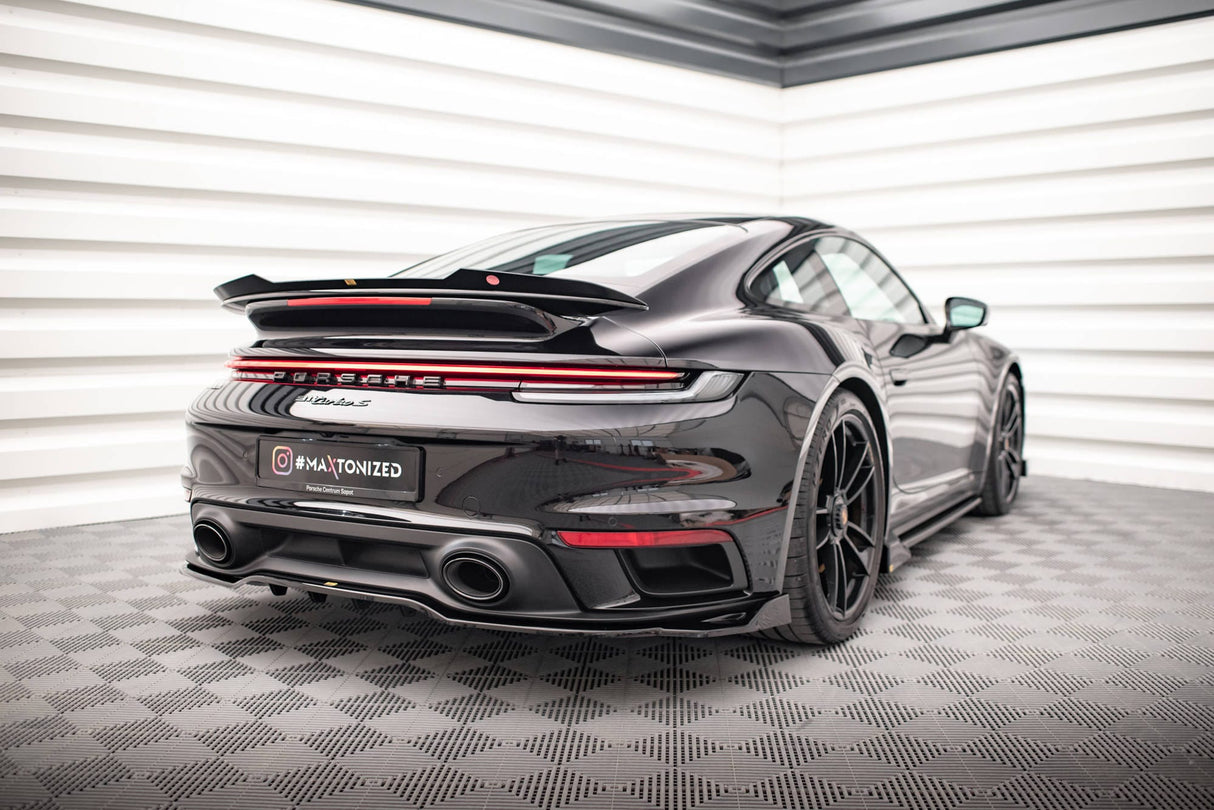 Maxton Design Central Rear Splitter (With Vertical Bars) Porsche 911 Turbo S 992