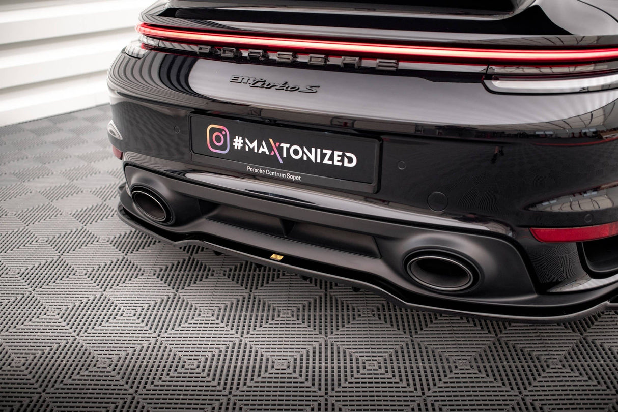 Maxton Design Central Rear Splitter (With Vertical Bars) Porsche 911 Turbo S 992