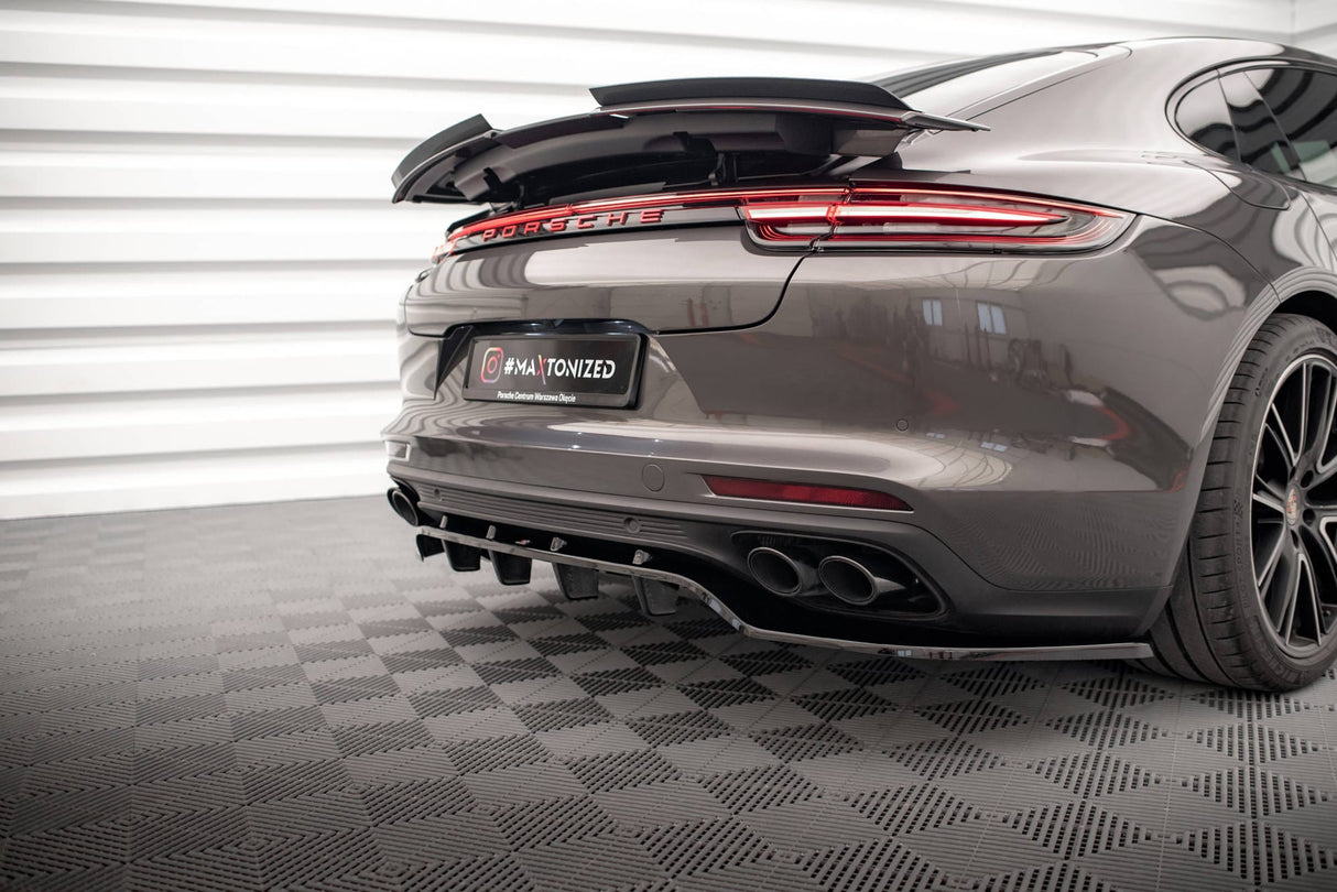 Maxton Design Central Rear Splitter (With Vertical Bars) Porsche Panamera 971 Turbo S E-Hybrid / E-Hybrid