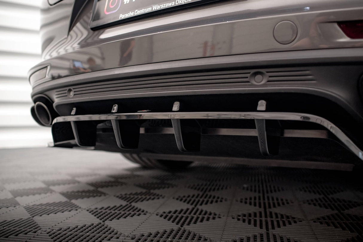 Maxton Design Central Rear Splitter (With Vertical Bars) Porsche Panamera 971 Turbo S E-Hybrid / E-Hybrid