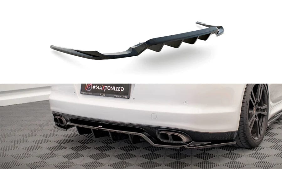 Maxton Design Central Rear Splitter (w/ Vertical Bars) Porsche Panamera Turbo 970