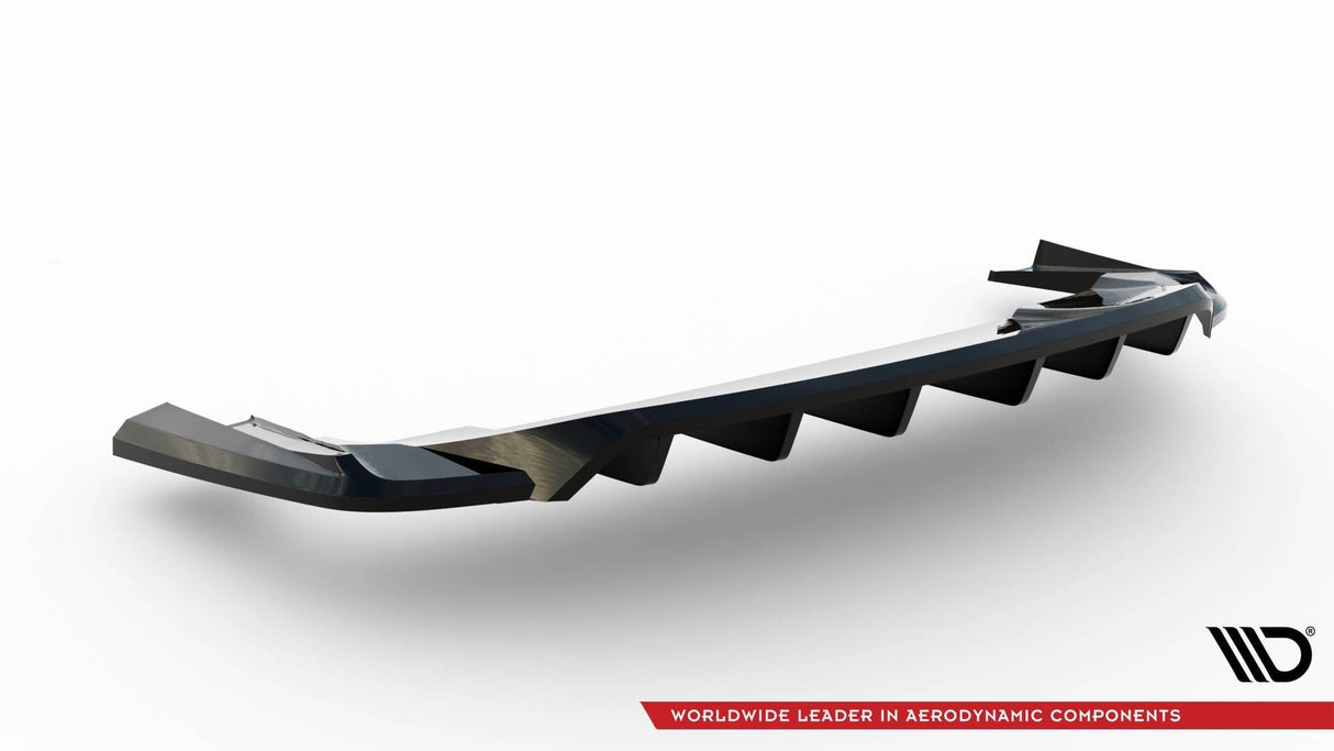 Maxton Design Central Rear Splitter (With Vertical Bars) Porsche Taycan / Taycan 4 / Taycan 4S / Taycan GTS Mk1