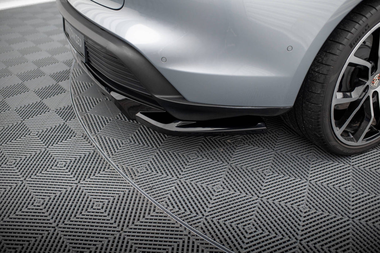 Maxton Design Central Rear Splitter (With Vertical Bars) Porsche Taycan / Taycan 4 / Taycan 4S / Taycan GTS Mk1