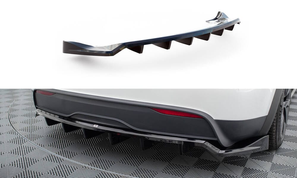 Maxton Design Central Rear Splitter (With Vertical Bars) Tesla Model X MK1 Facelift