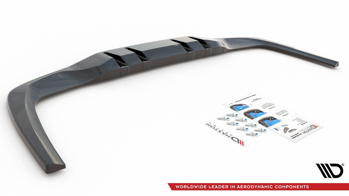 Maxton Design Central Rear Splitter (With Vertical Bars) V.1 Mercedes A 35 AMG Sedan V177