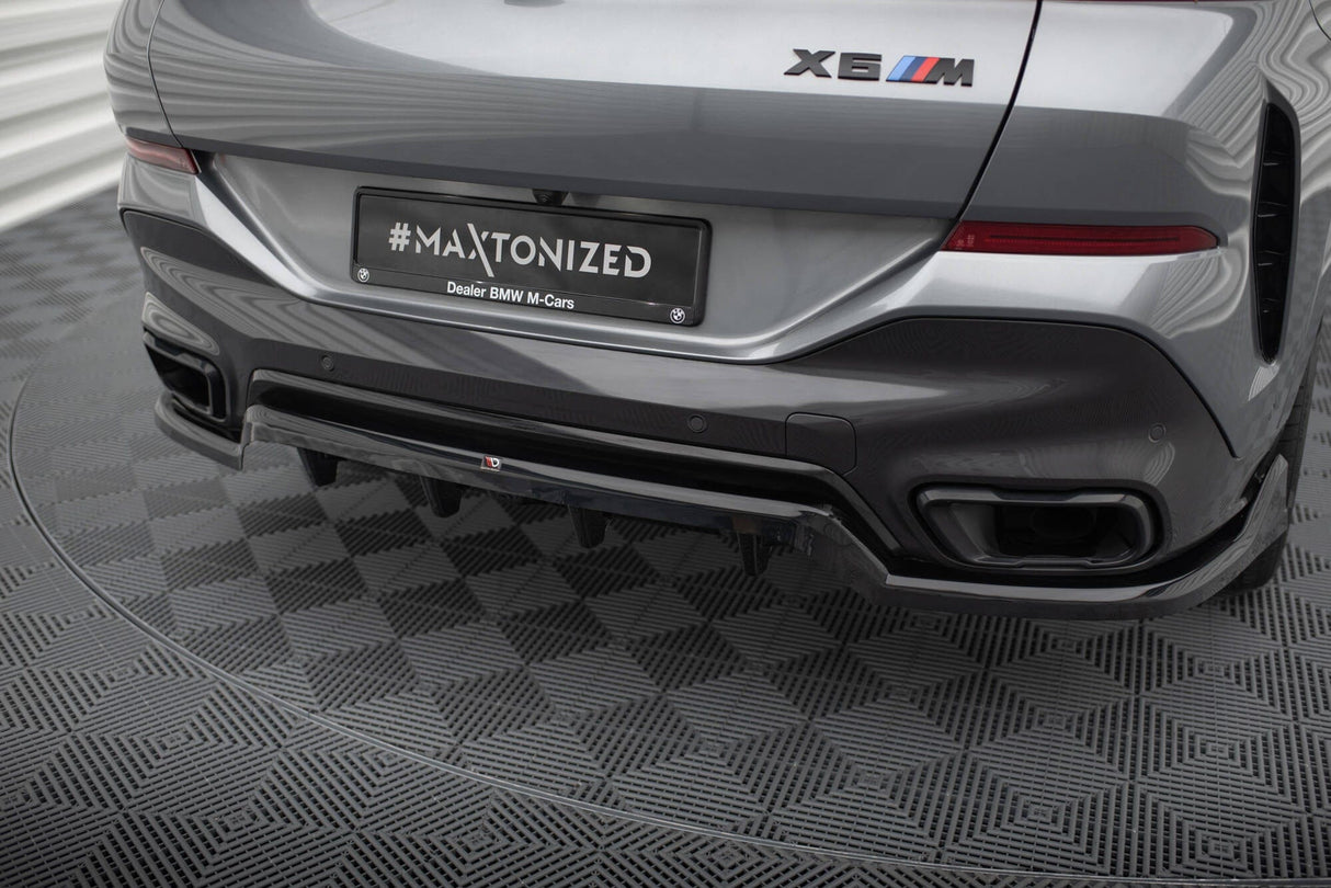 Maxton Design Central Rear Splitter (With Vertical Bars) V.2 BMW X6 M-Pack G06 Facelift