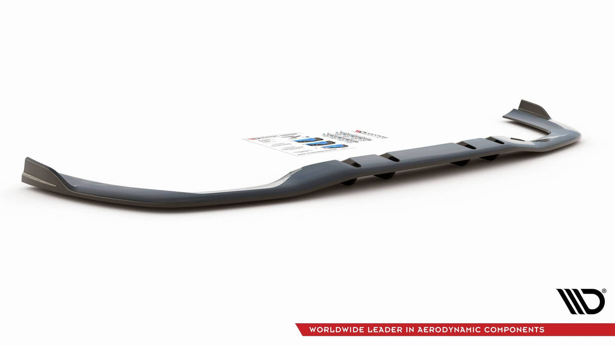 Maxton Design Central Rear Splitter (With Vertical Bars) V.2 Mercedes A 35 AMG Sedan V177