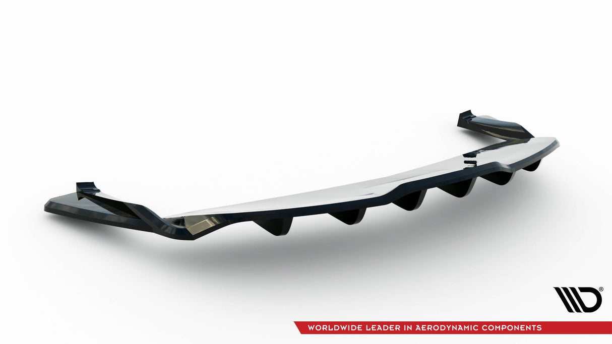 Maxton Design Central Rear Splitter (With Vertical Bars) V.2 Tesla Model S Plaid MK1 Facelift