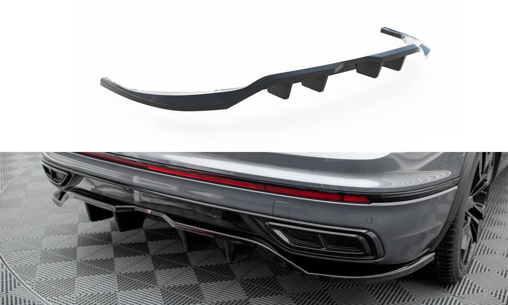 Maxton Design Central Rear Splitter (With Vertical Bars) VW Tiguan Allspace (LWB) R-Line Mk2 Facelift