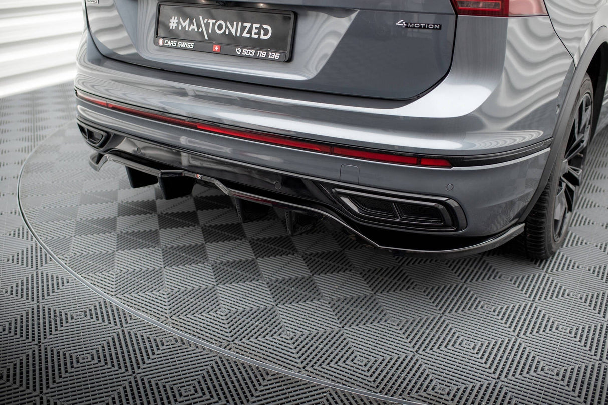 Maxton Design Central Rear Splitter (With Vertical Bars) VW Tiguan Allspace (LWB) R-Line Mk2 Facelift