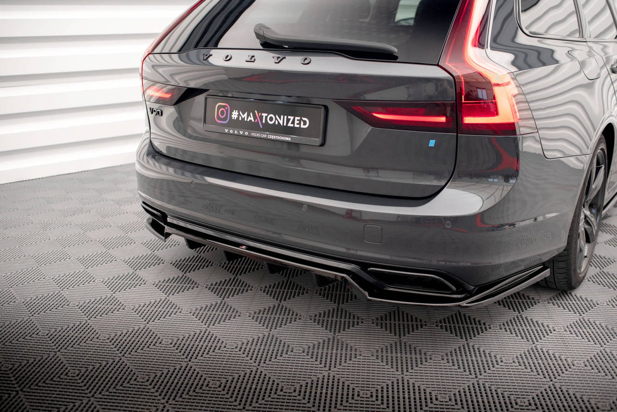 Maxton Design Central Rear Splitter (With Vertical Bars) Volvo V90 / S90 R-Design Mk2