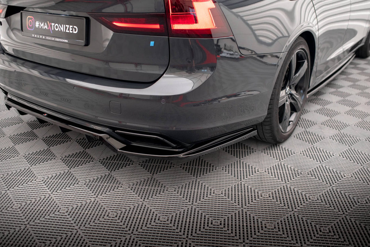 Maxton Design Central Rear Splitter (With Vertical Bars) Volvo V90 / S90 R-Design Mk2