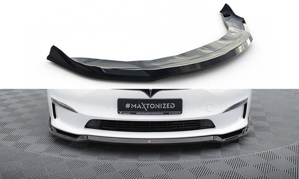Maxton Design Front Splitter V.2 Tesla Model S Plaid MK1 Facelift