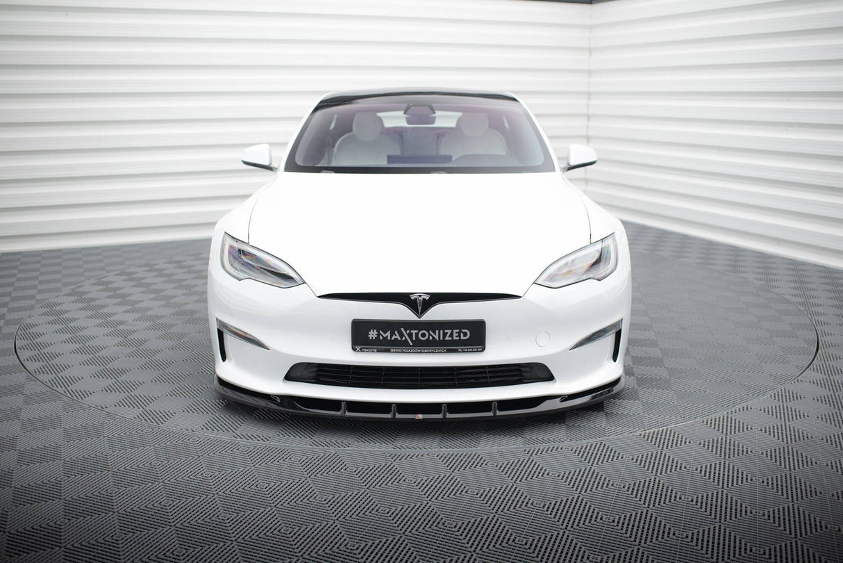 Maxton Design Front Splitter V.3 Tesla Model S Plaid MK1 Facelift