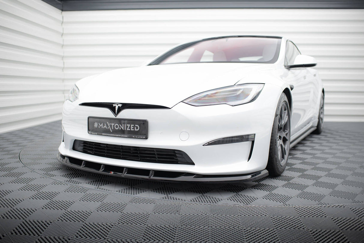 Maxton Design Front Splitter V.3 Tesla Model S Plaid MK1 Facelift