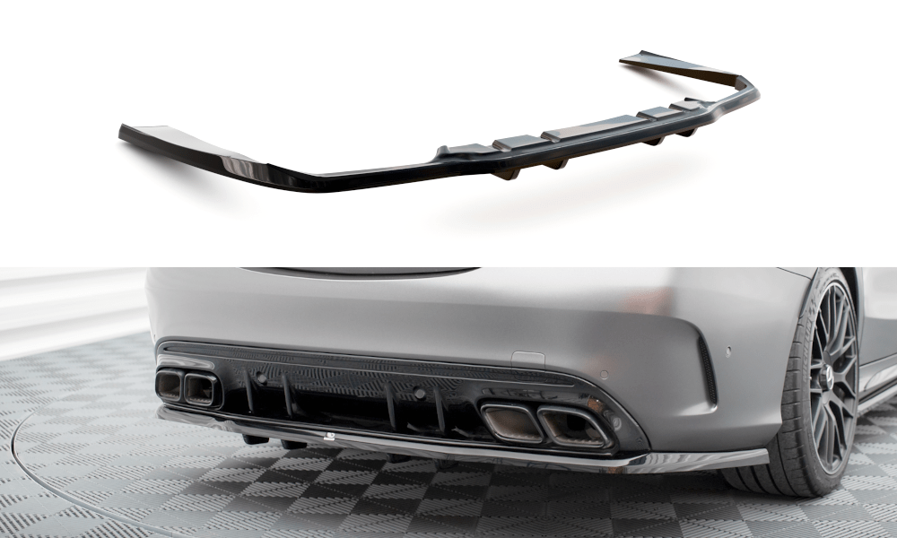 Maxton Design Rear Splitter (With Vertical Bars) Mercedes-AMG C63 Sedan / Estate W205 Facelift