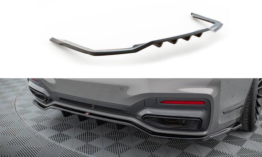 Maxton Design Rear Splitter (With Vertical Bars) V.2 BMW 7 G11 M-Pack Facelift