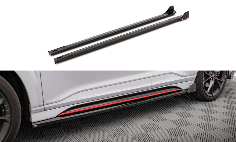 Maxton Design Side Skirts Diffusers V.1 + Flaps Hyundai Kona N MK2