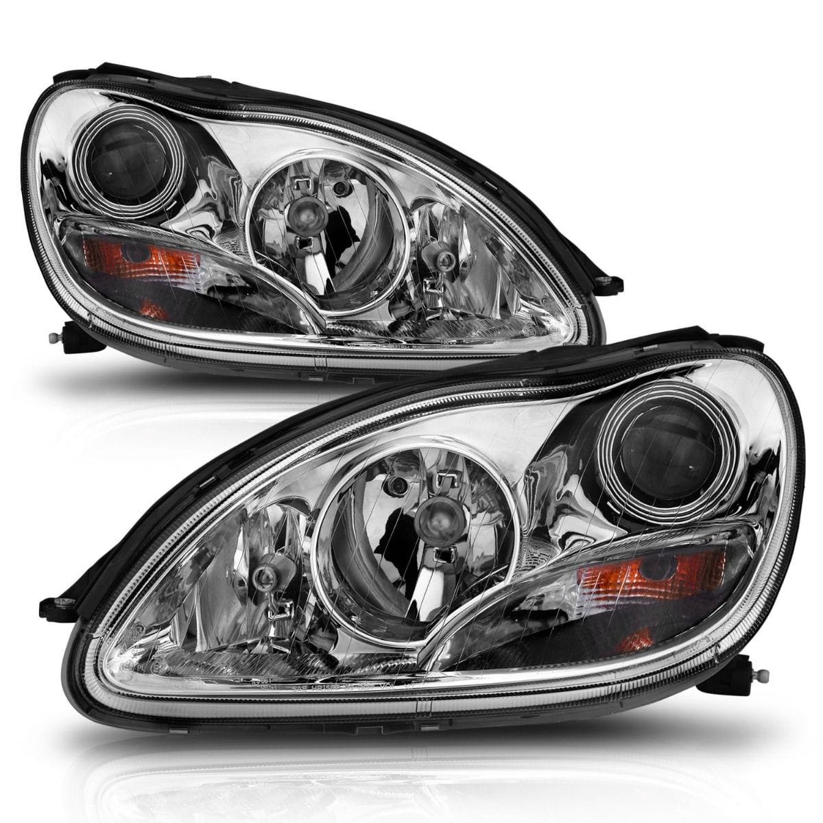 ANZO 2000-2005 Mercedes Benz S Class W220 Projector Headlights Chrome
