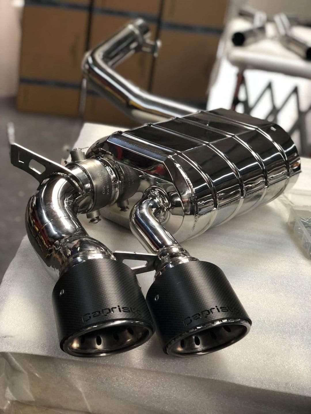 BMW X5M (F15) (2013 ) & X6M (2014 ) Valved Exhaust System, Mid-Pipes, & CES-3 Remote Kit with Carbon Fiber Tips
