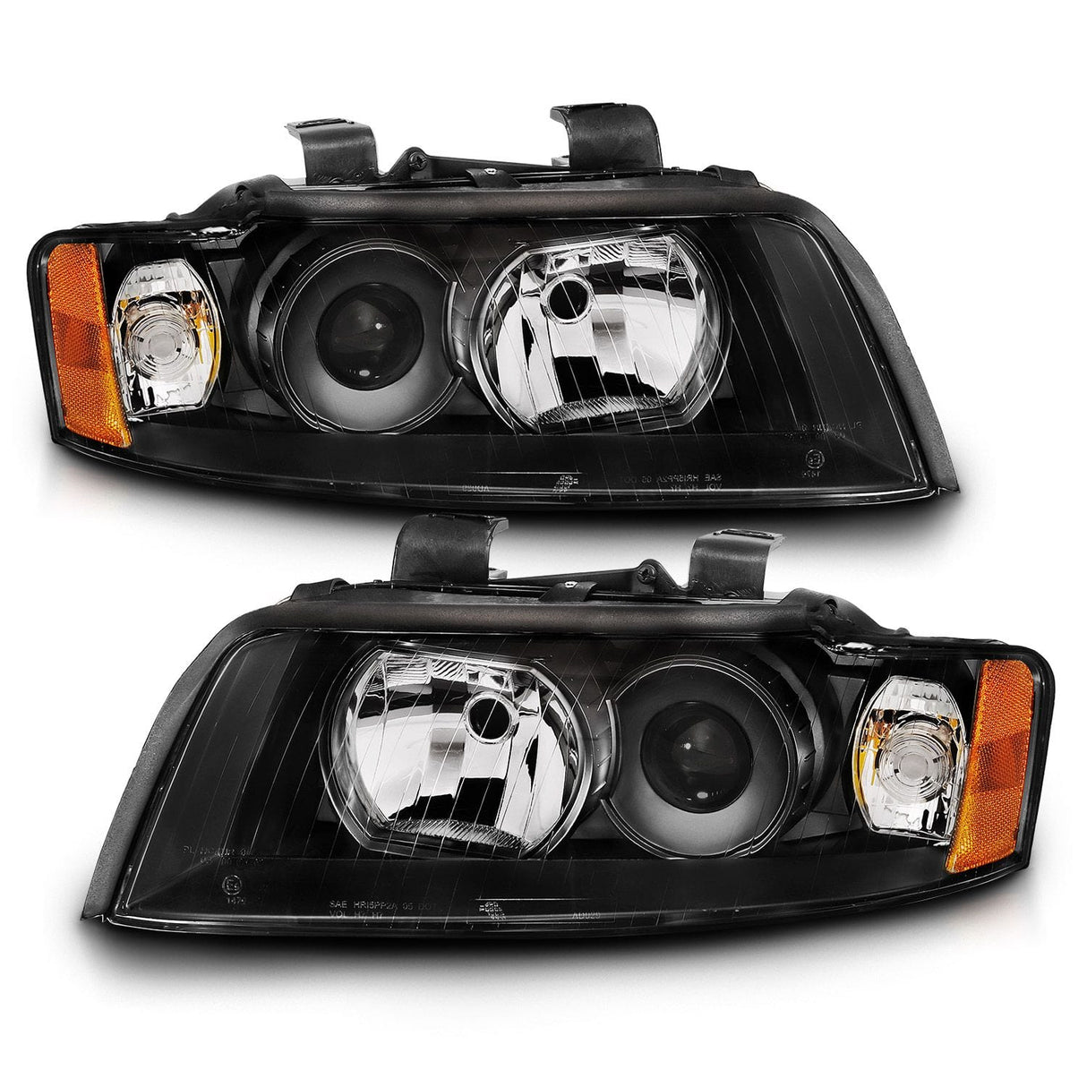 ANZO 2002-2005 Audi A4 Projector Headlight Black G2 (Halogen Type)