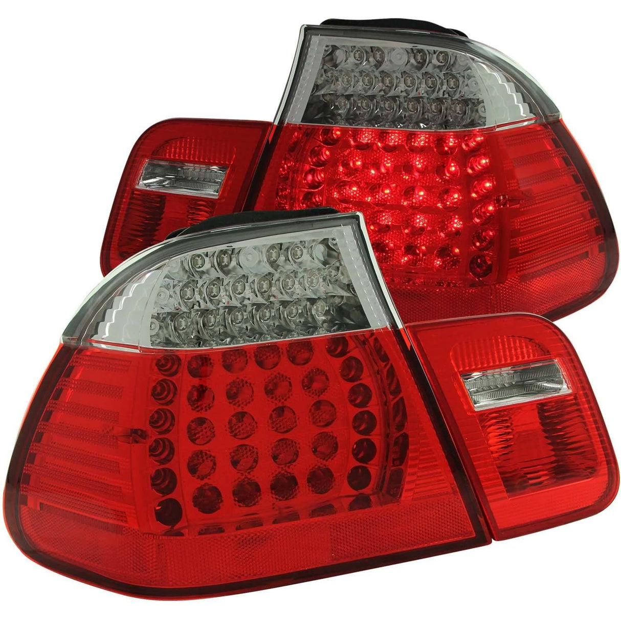 ANZO LED Taillights Red/Clear 4pc - BMW / E46 / 1999-2001