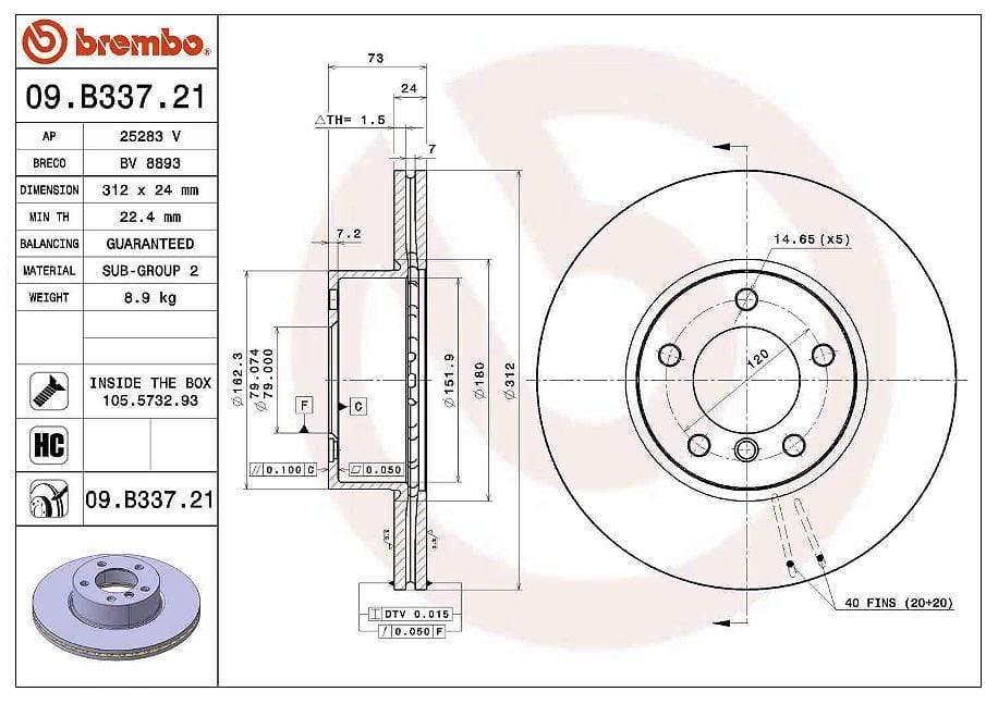 Front Brake Rotor Kit (312x24) - BMW E84 / E9x / F2x / F3x (fits many models check fitment)