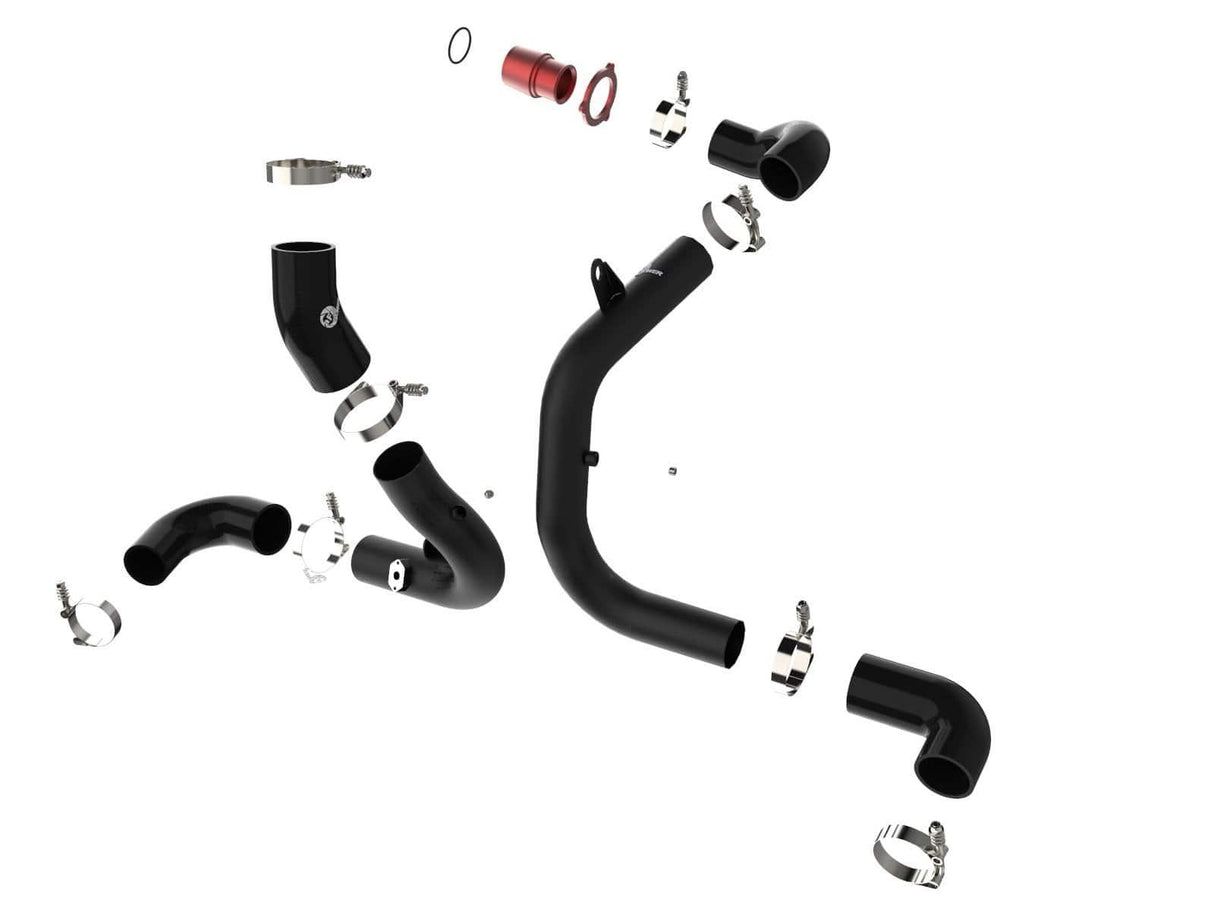 aFe BladeRunner Aluminum Hot & Cold Charge Pipe Kit Black w/ Turbo Muffler Delete - VW/Audi / Mk7 GTI / GLI / Golf R / A3 8V / S3 8V